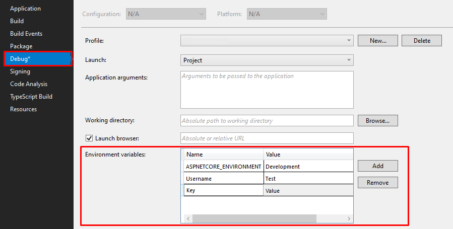 Web Project -> Properties -> Debug