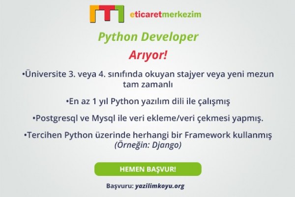 E-ticaretmerkezim Python Developer Arıyor!